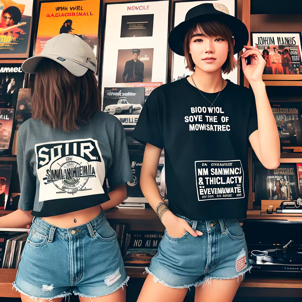 Fotos jovem hipster camiseta vintage vinil