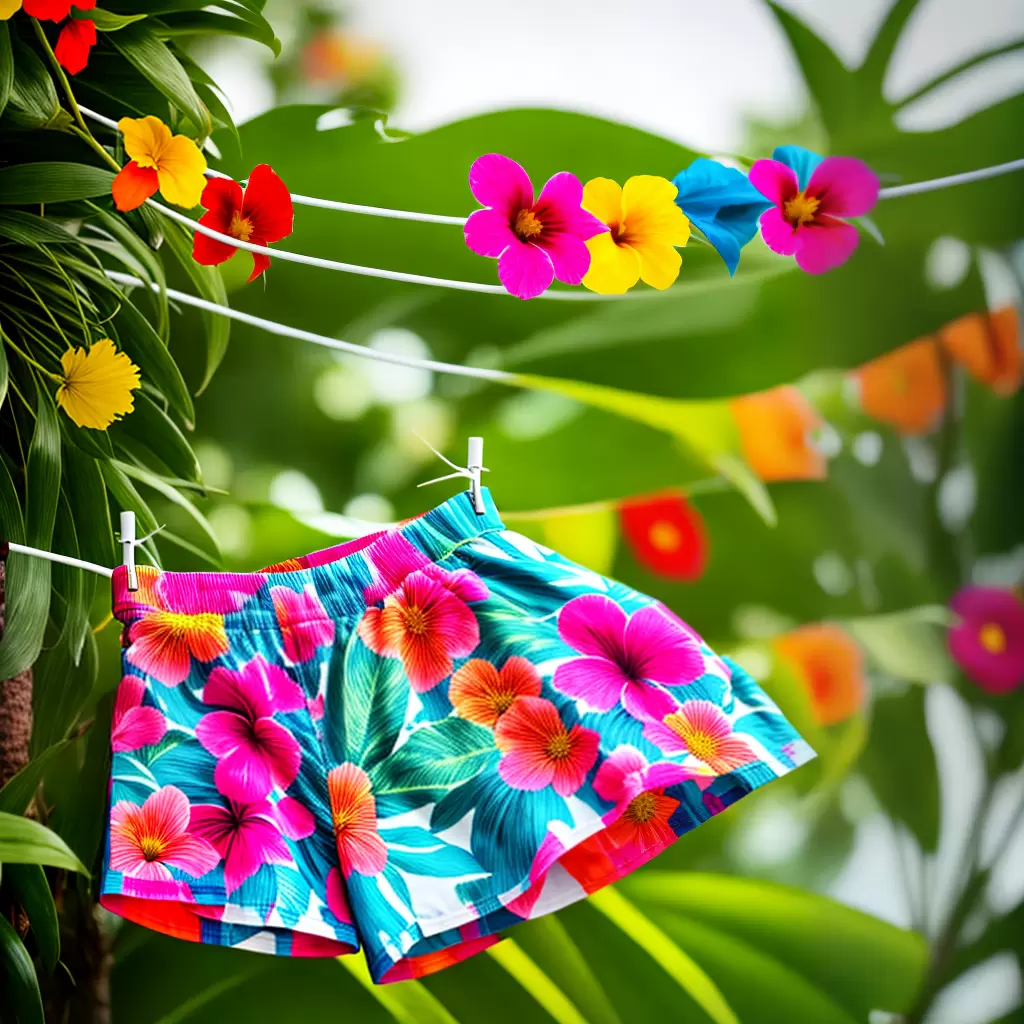 Fotos flores tropicais shorts estampados