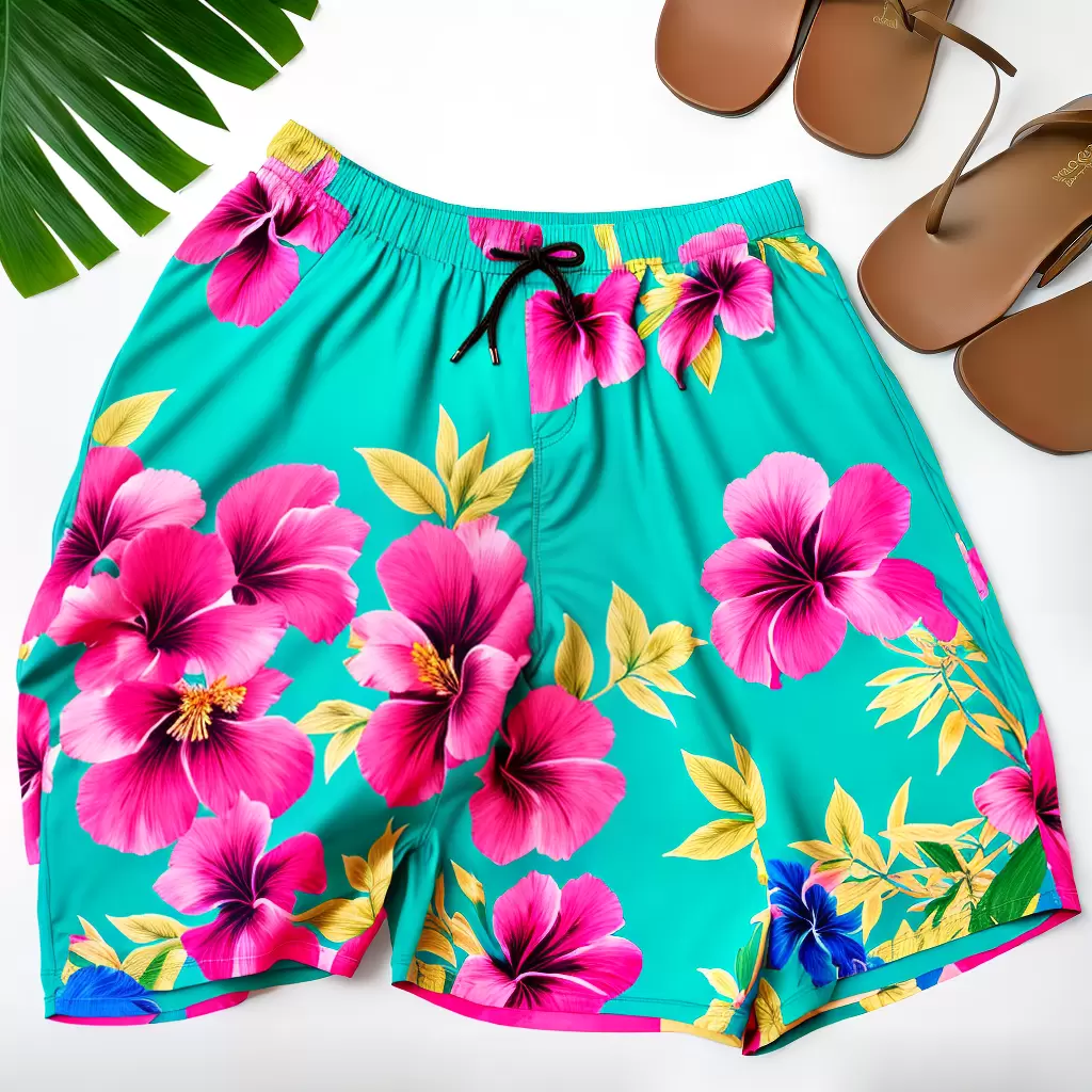 Fotos shorts tropicais estampados floral