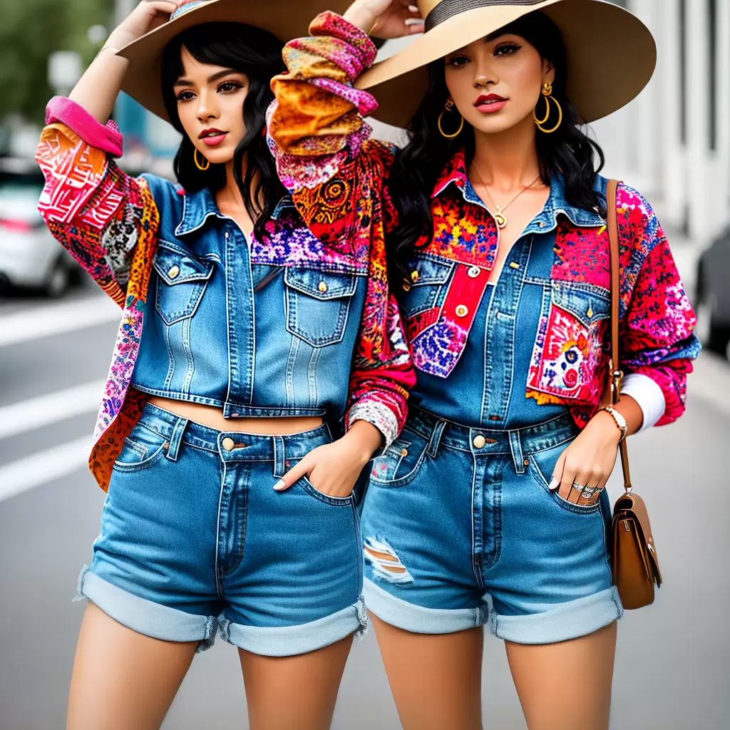 Fotos estilo alternativo shorts jeans camisa colorida