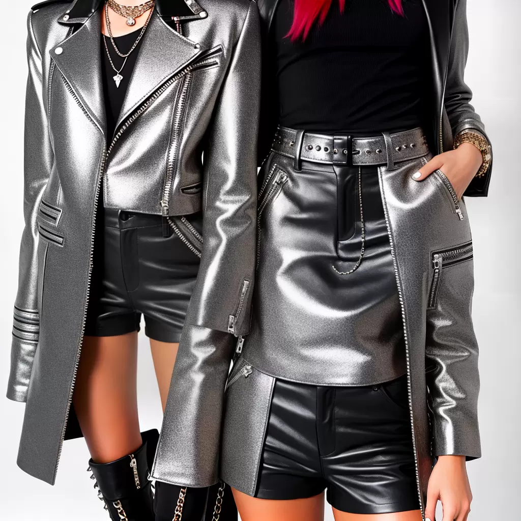 Fotos shorts couro preto estrelas prata