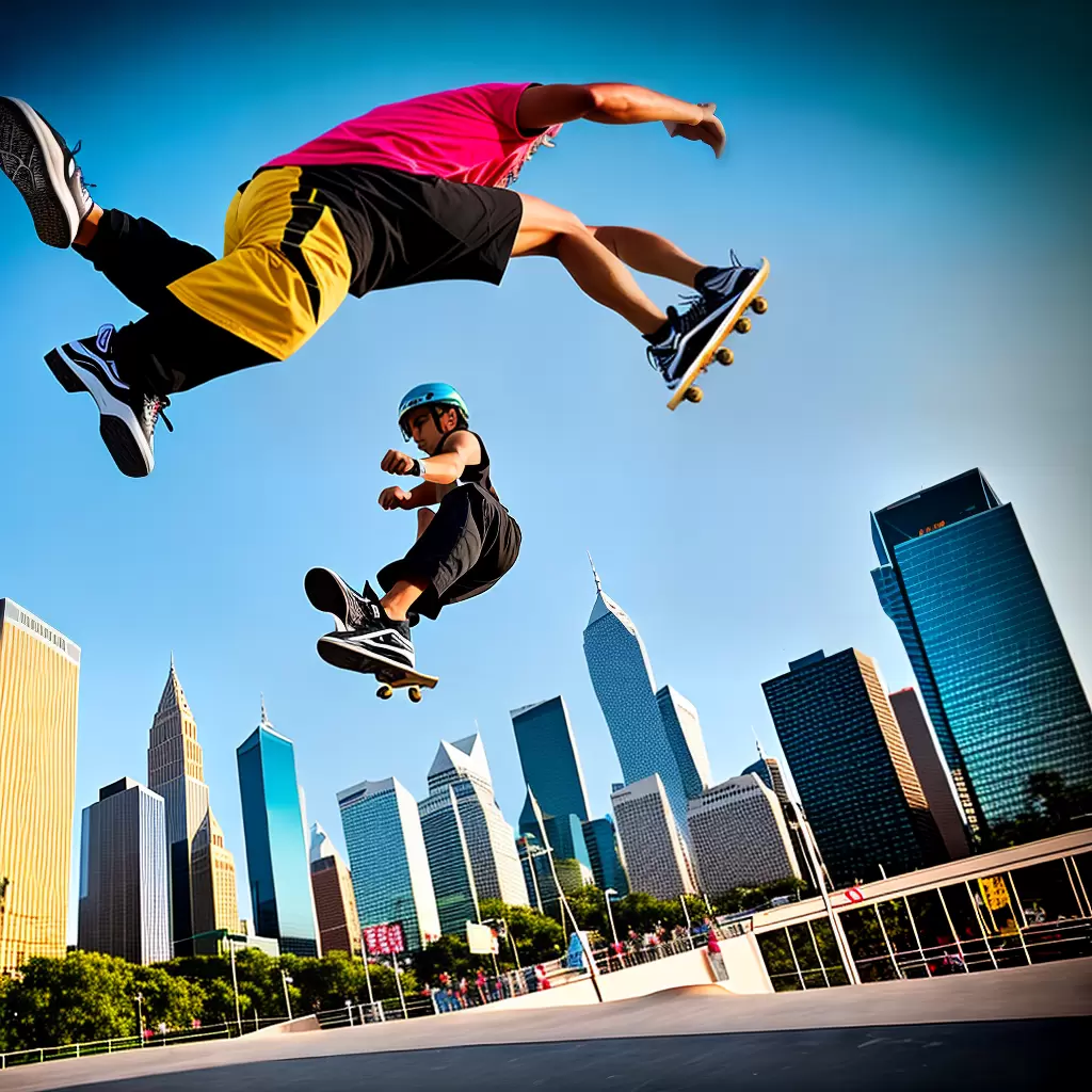 Fotos skate colorido truque cidade Fotos skate colorido truque cidade