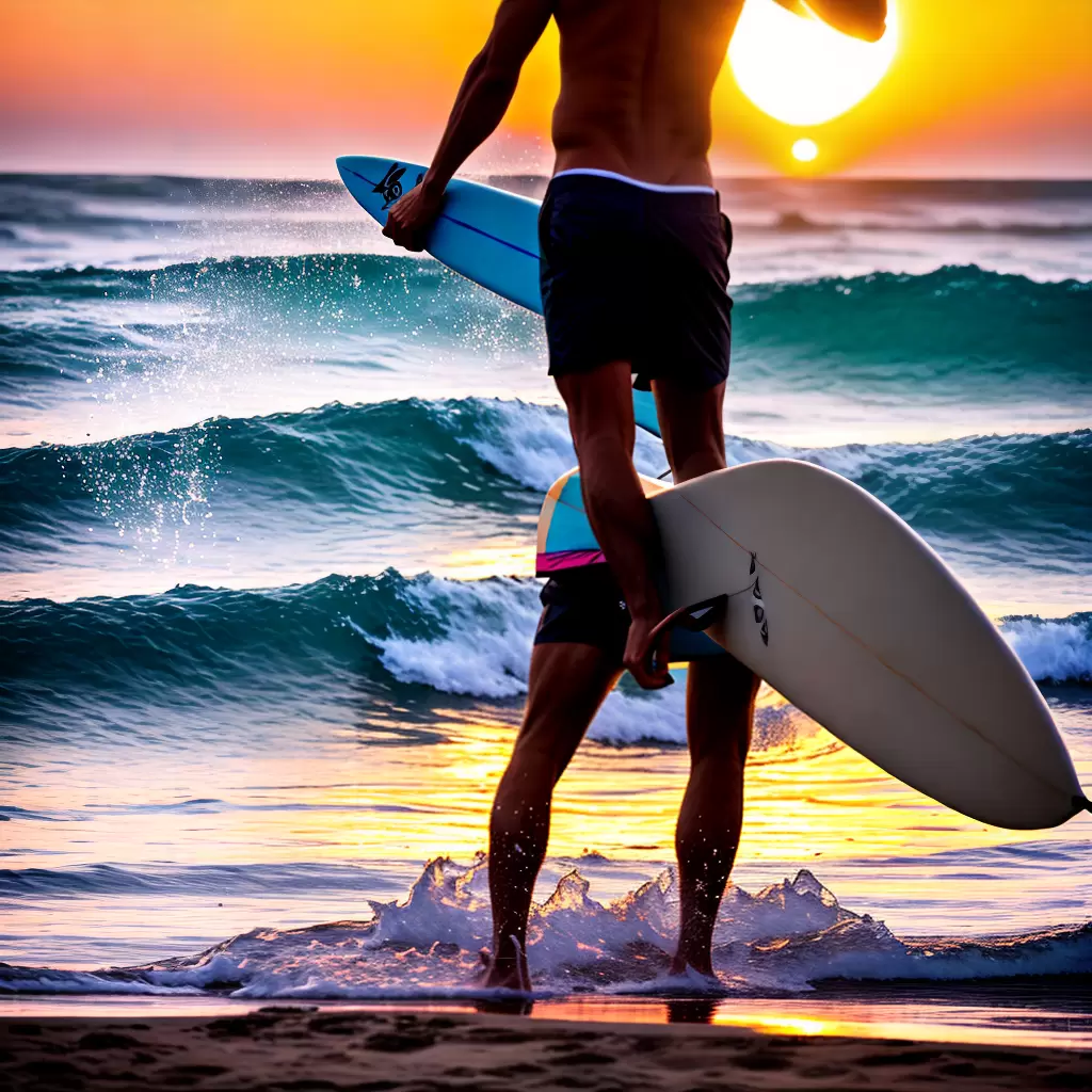 Fotos surfista por do sol praia onda
