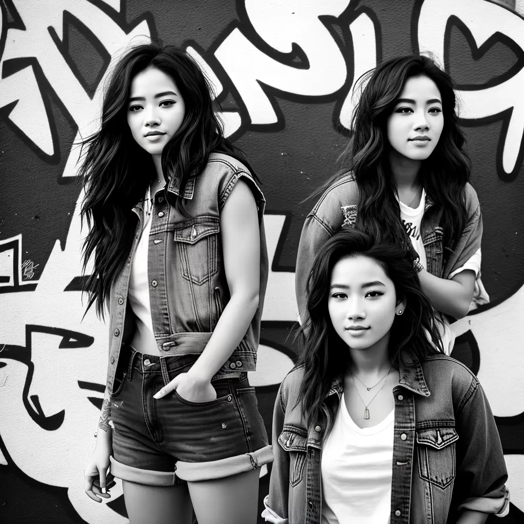 Fotos mulher parede grafite denim bota Fotos mulher parede grafite denim bota