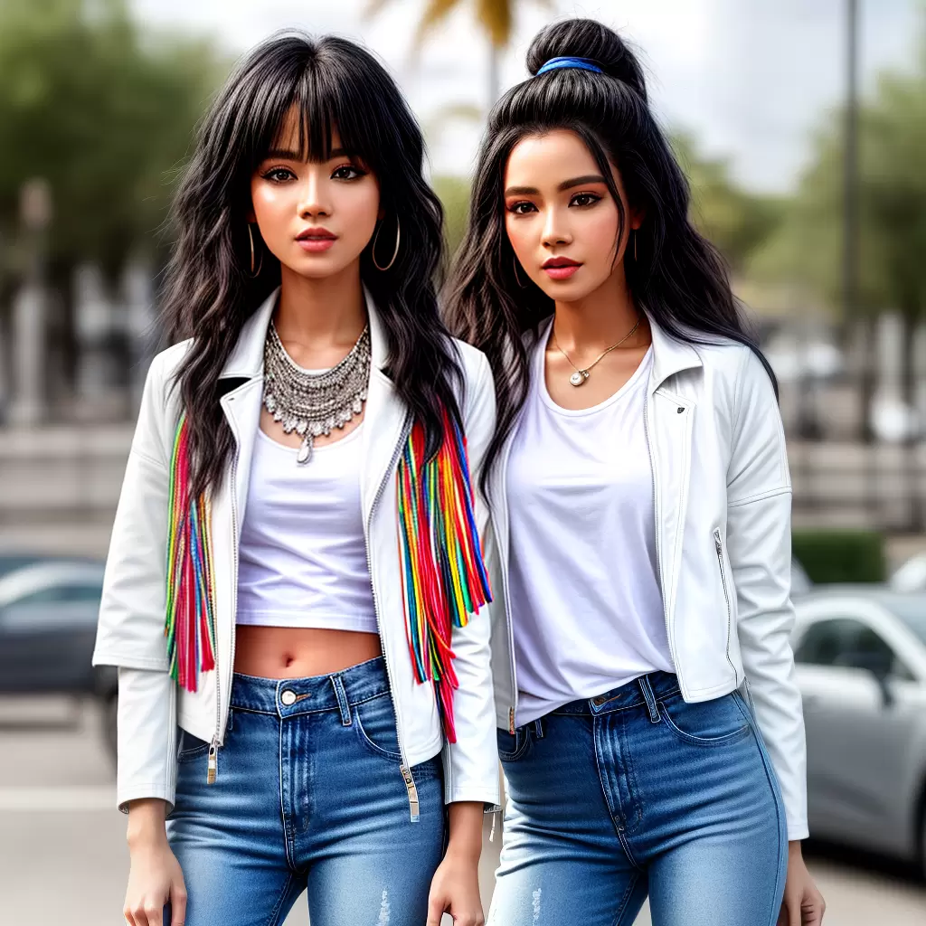 Fotos look jeans jaqueta colorida