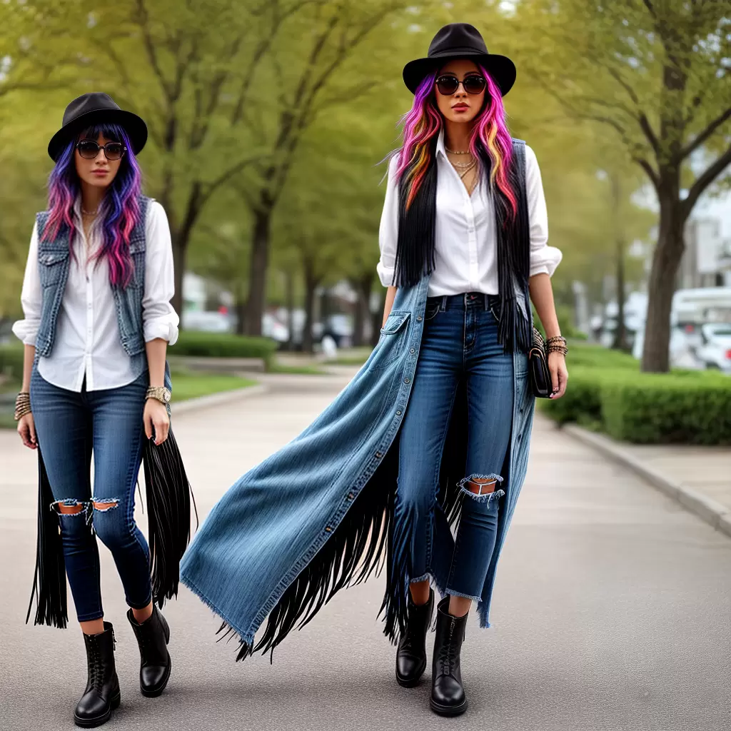 Fotos look classico camisa jeans franjas