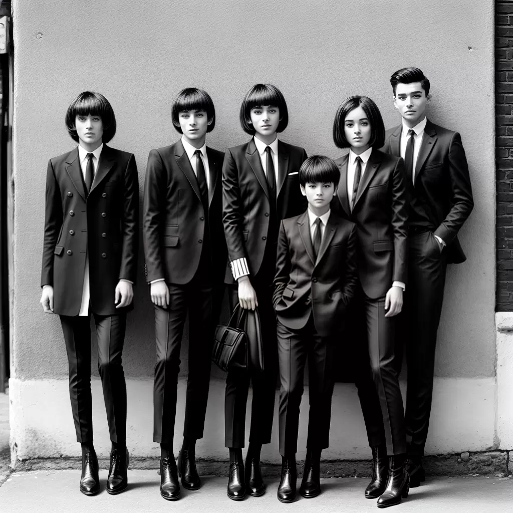 Fotos mod 60s jovens roupa preto branco