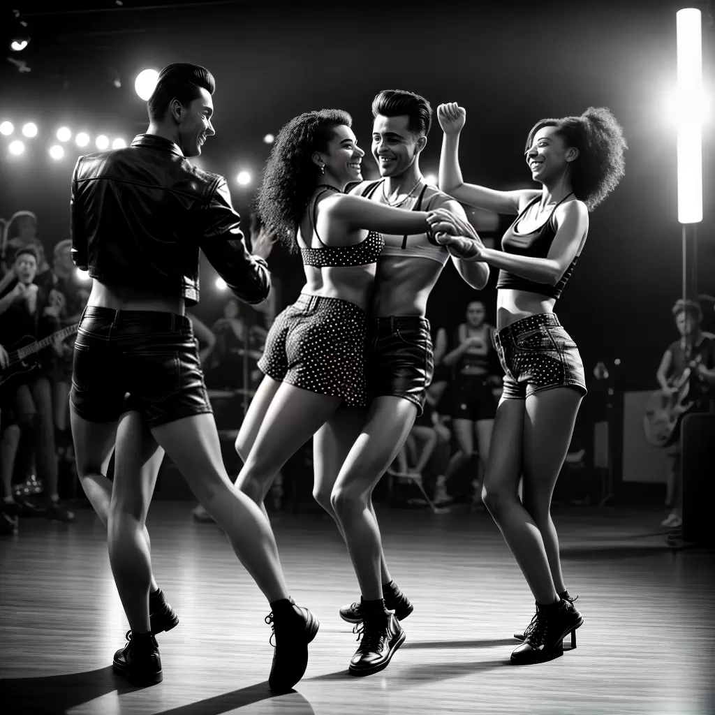 Fotos danca casal rockabilly preto branco