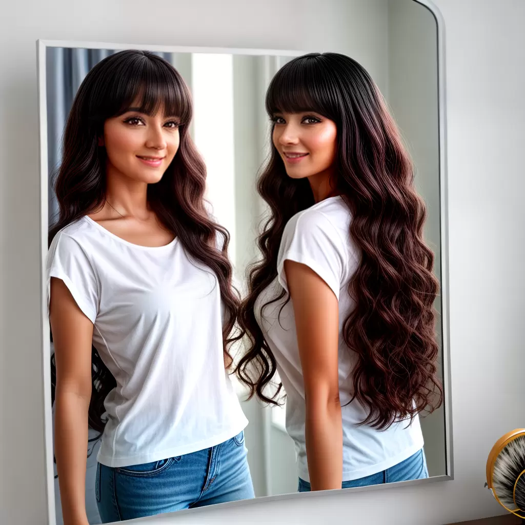 Fotos franja ondulada cabelo mulher