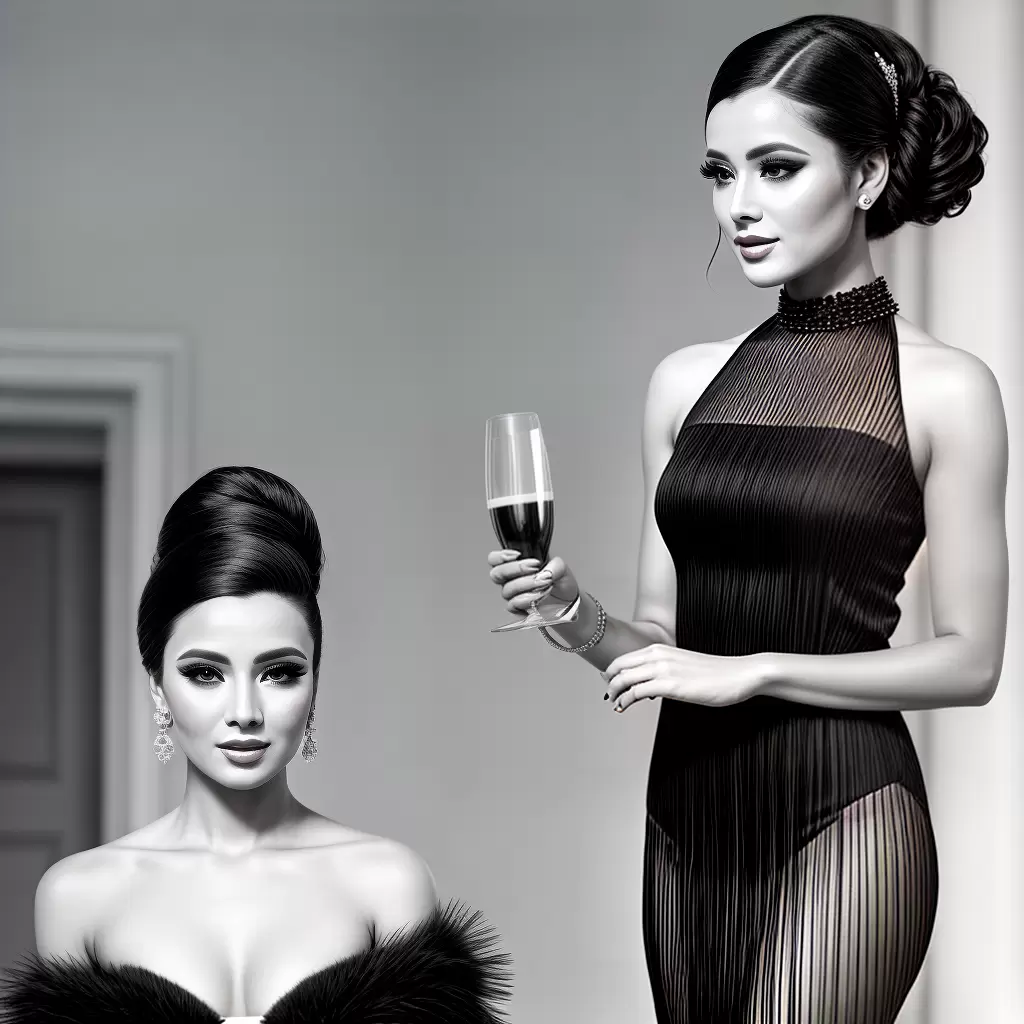 Fotos mulher elegante vestido listras champanhe