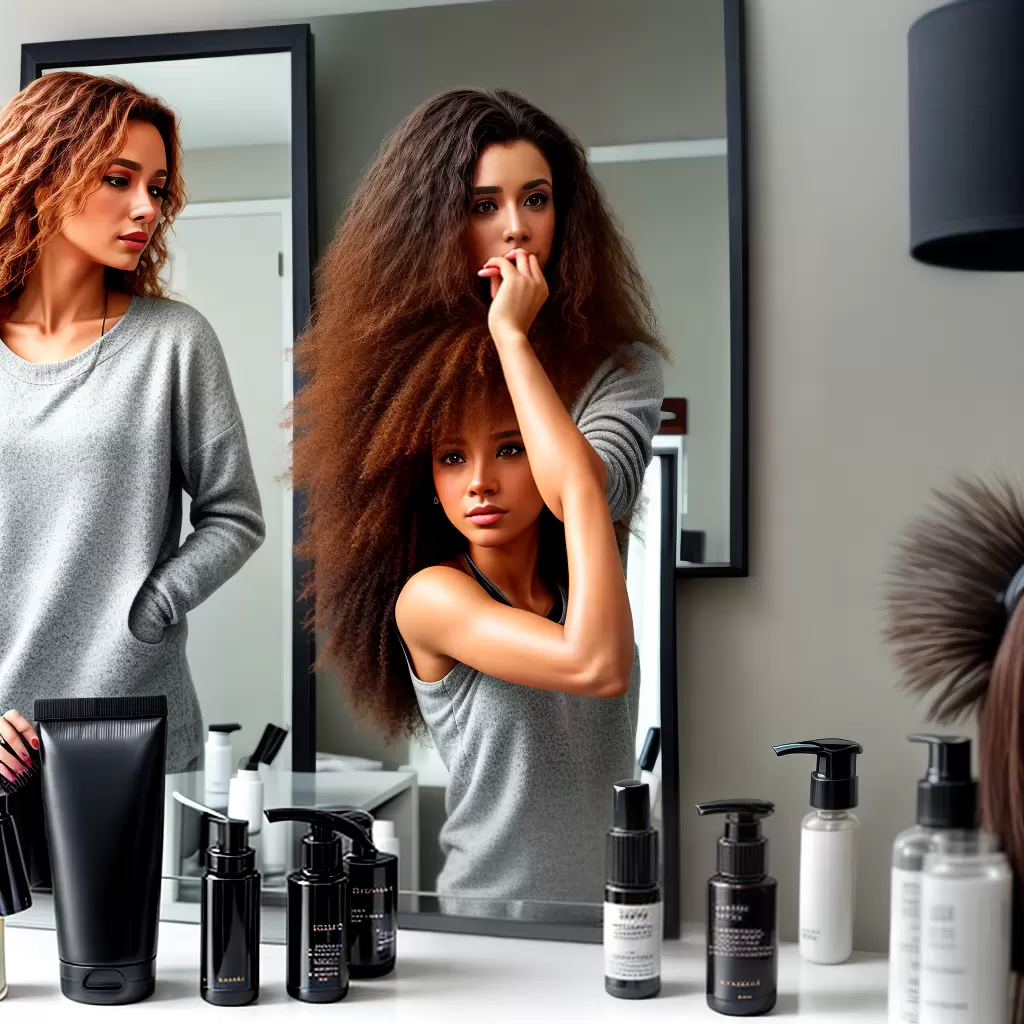 Fotos cabelo danificado mulher espelho produtos