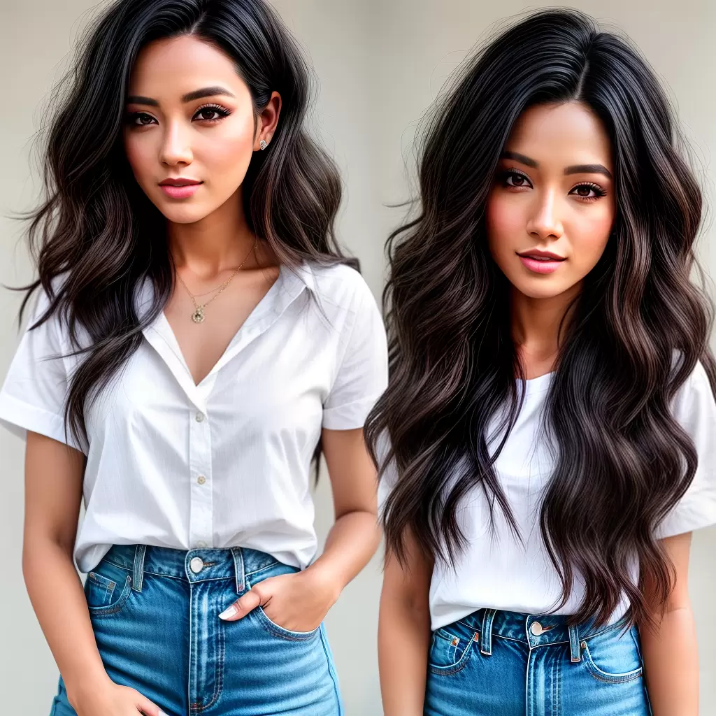 Fotos cabelo ondas camisa jeans alta