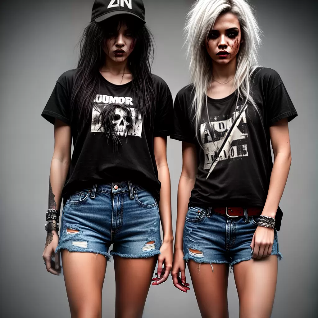 Fotos shorts jeans camiseta zumbi coturno