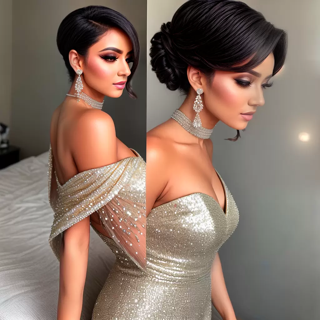 Fotos mulher glamour penteado cristais