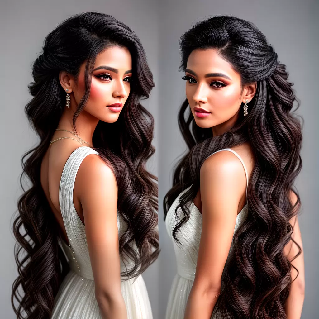 Fotos modelo cabelo ondas vestido sofisticado