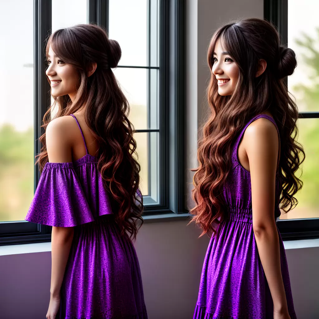 Fotos mulher vestido cabelo espelho por do sol