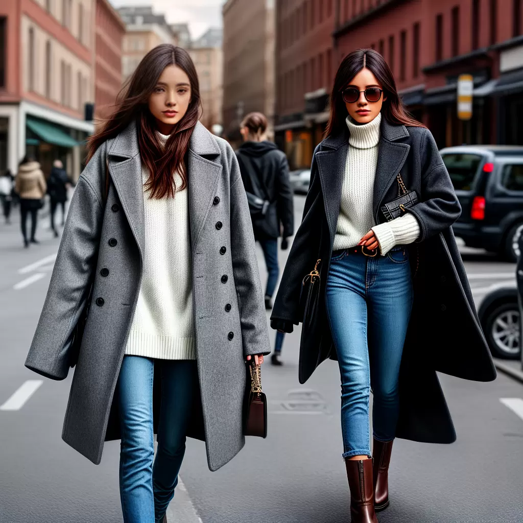 Fotos casaco oversized jeans bota