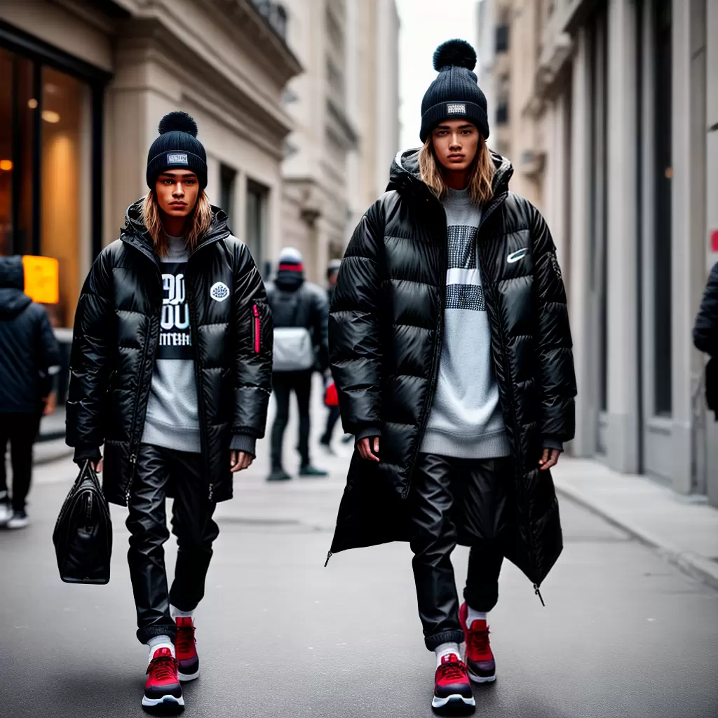 Fotos moda inverno streetwear puffer sneakers