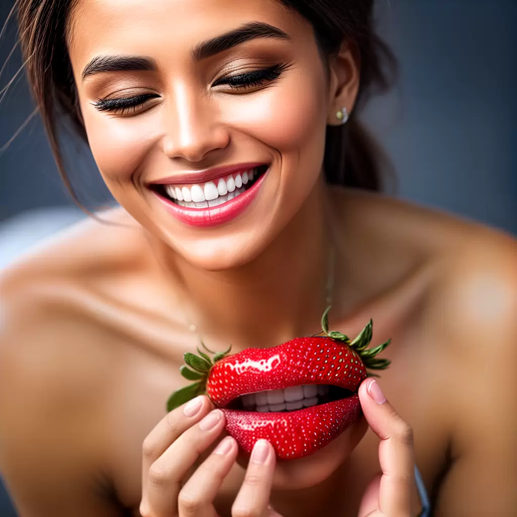 Fotos sorriso branco natural materiais frutas