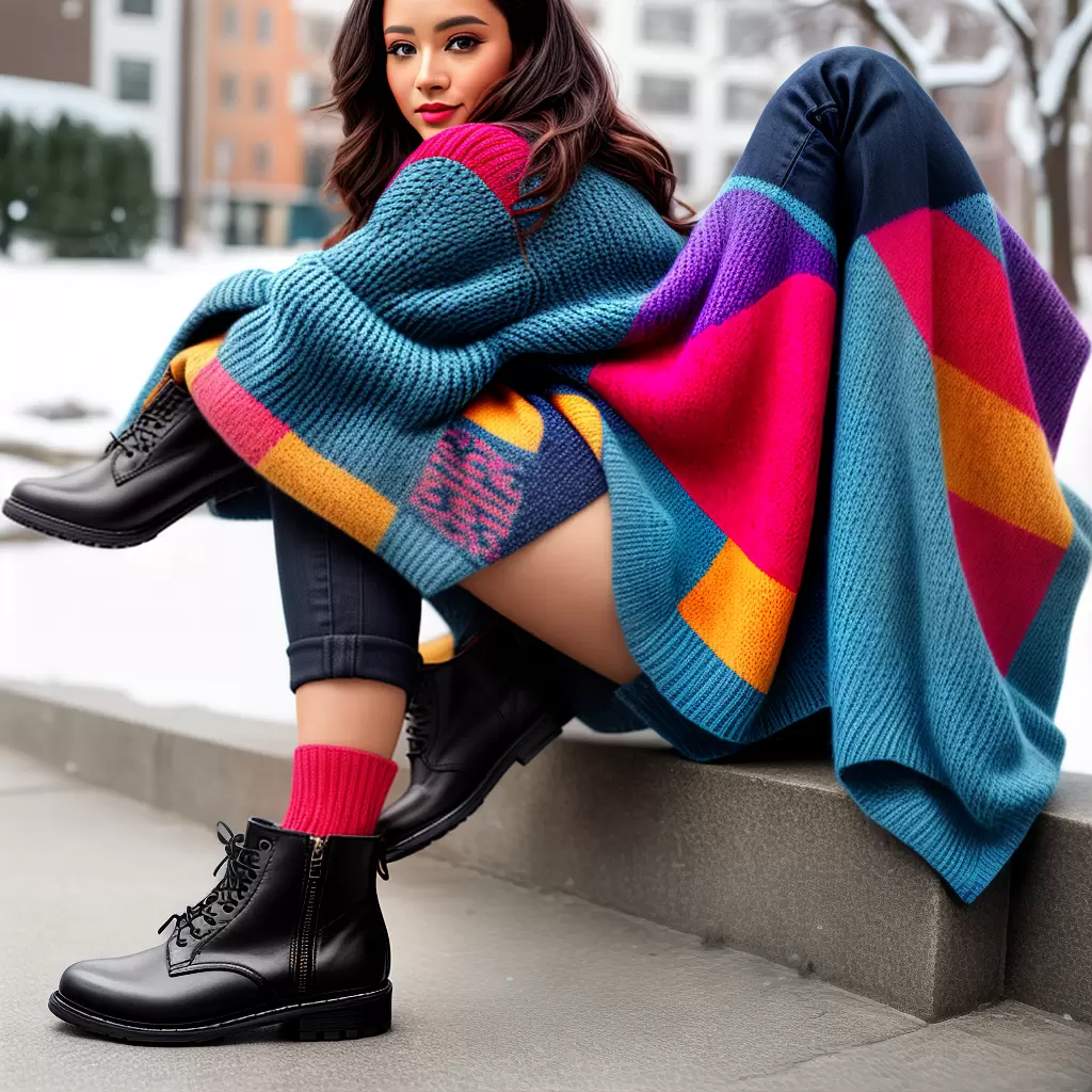 Fotos inverno mulher sueter botas meias coloridas