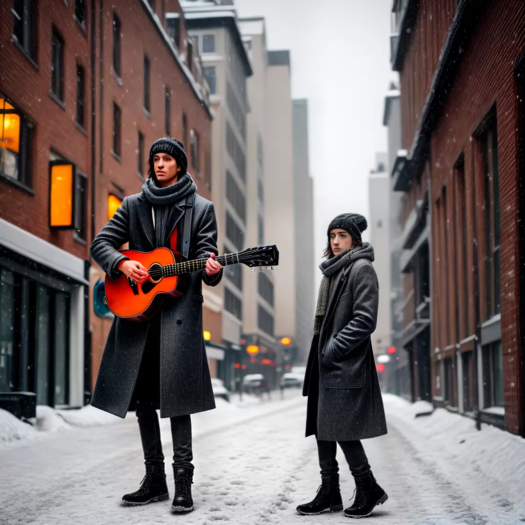 Fotos musico inverno guitarra moda neve Fotos musico inverno guitarra moda neve