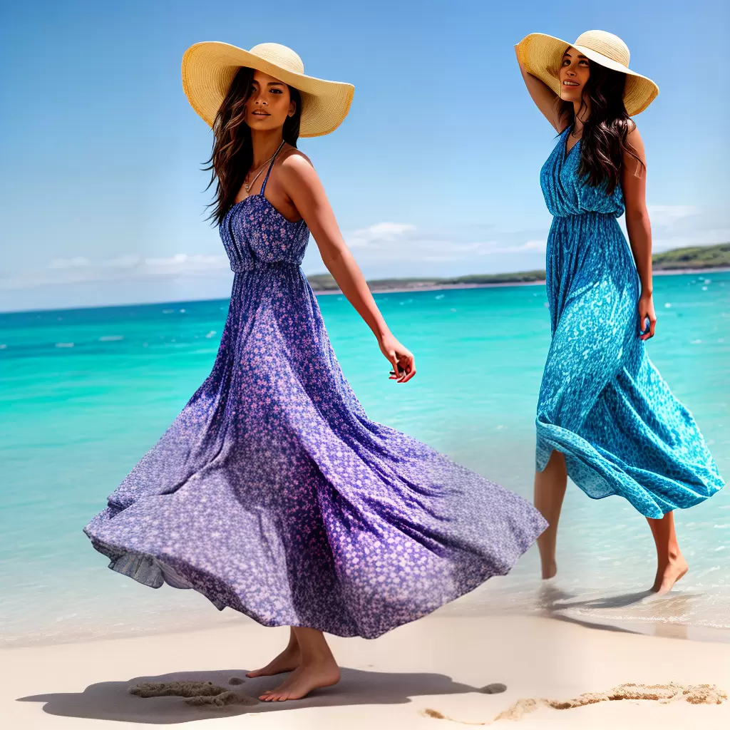 Fotos vestido floral praia chapeu bolsa oceano Fotos vestido floral praia chapeu bolsa oceano