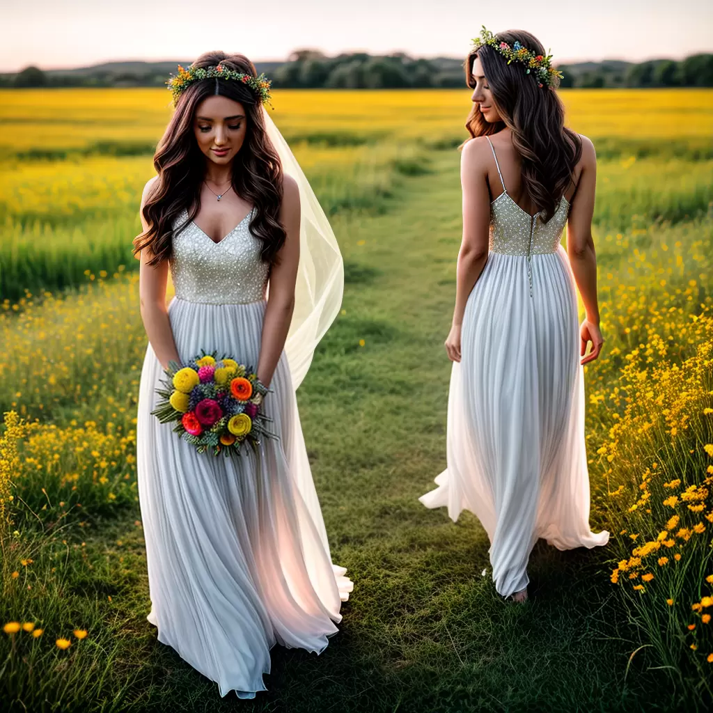 Fotos noiva campo flores vestido coroa sandalias Fotos noiva campo flores vestido coroa sandalias