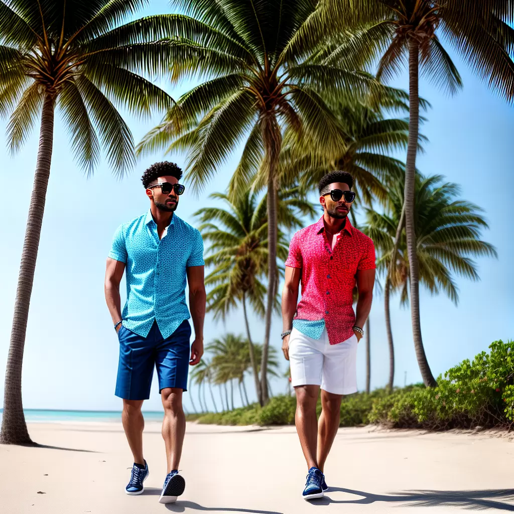 Fotos homem estilo camisa colorida praia