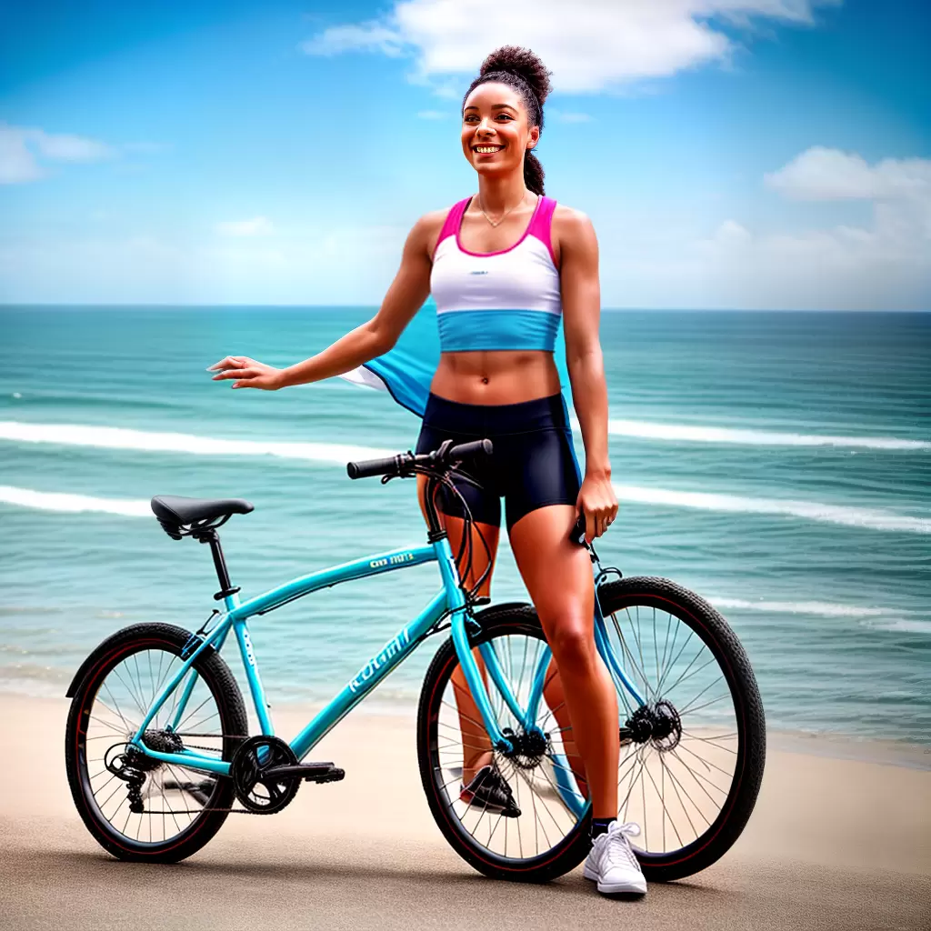 Fotos ciclismo praia mulher sorriso sol