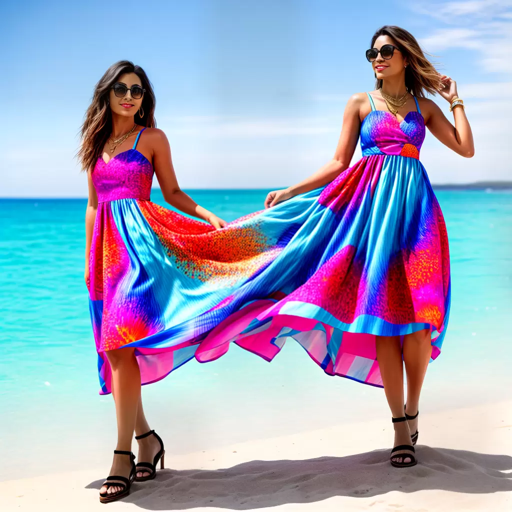 Fotos vestido verao mulher estampa praia