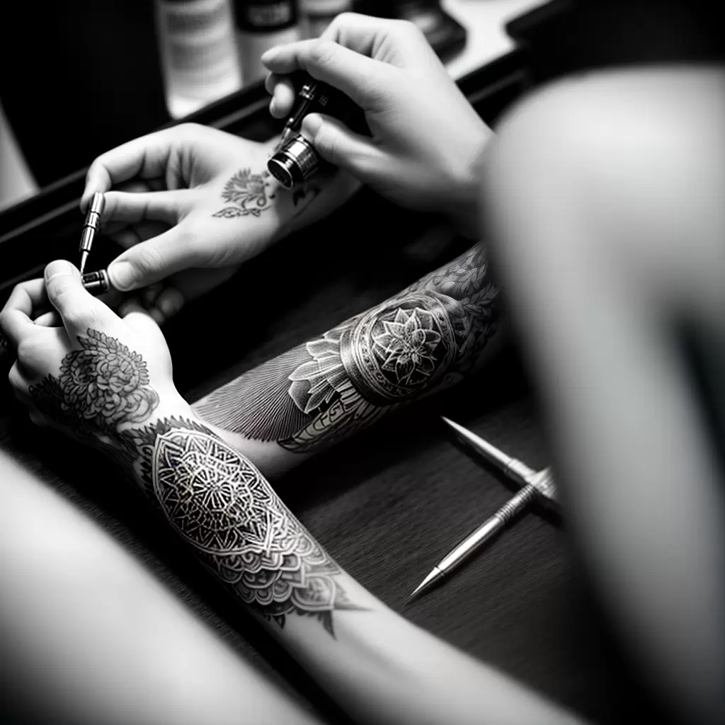 Fotos tatuador maquina agulha retrato preto branco Fotos tatuador maquina agulha retrato preto branco