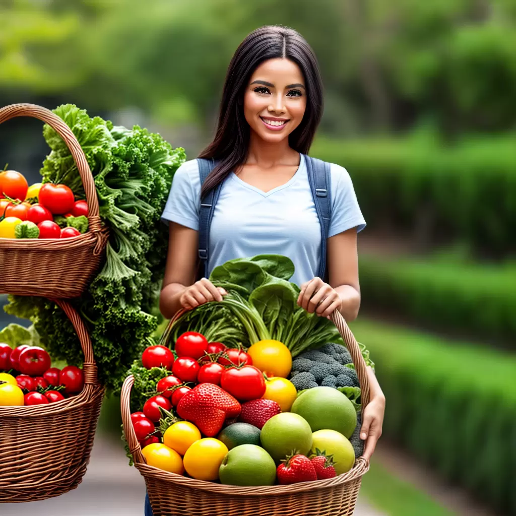 Fotos mulher cesta frutas verduras saude Fotos mulher cesta frutas verduras saude
