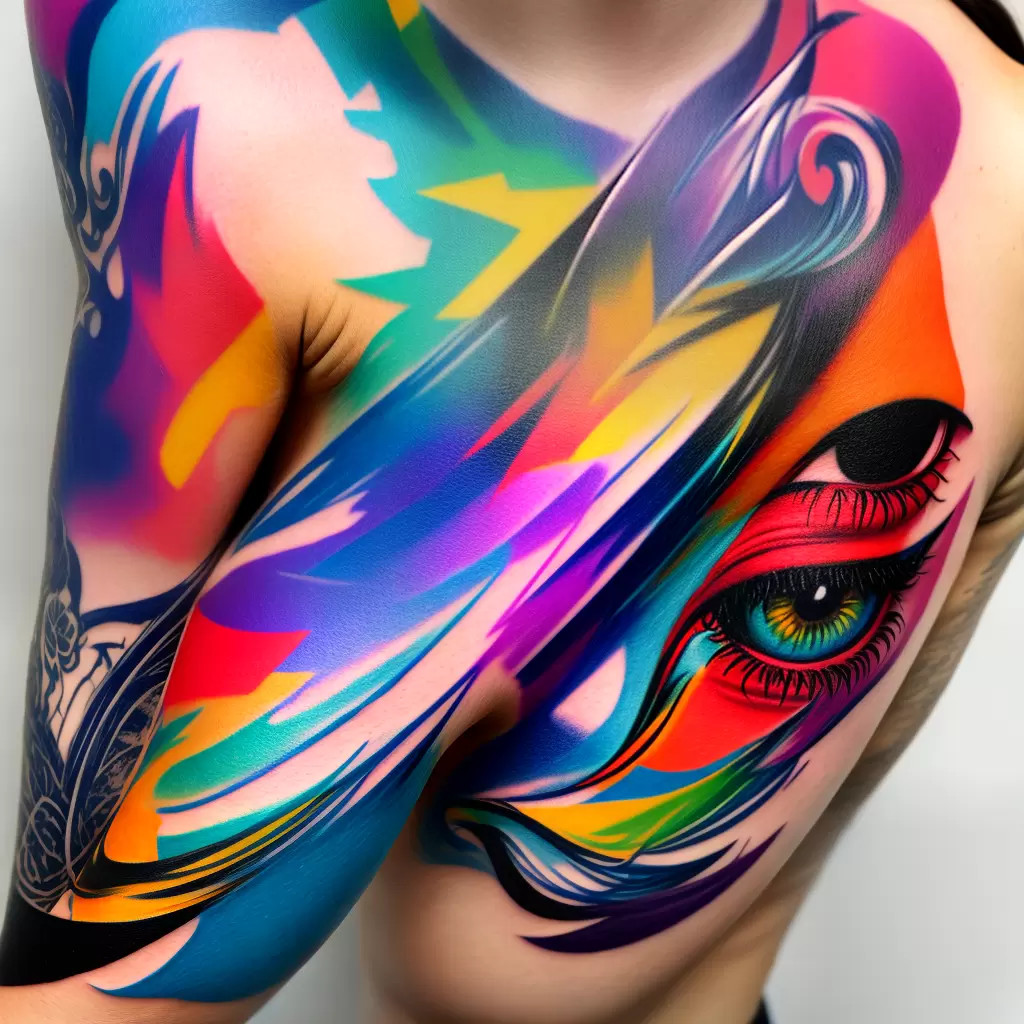 Fotos tattoo arte moderna colorido sorriso Fotos tattoo arte moderna colorido sorriso