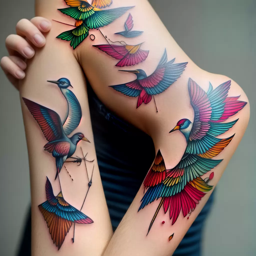 Fotos tatuagem grou origami pulso
