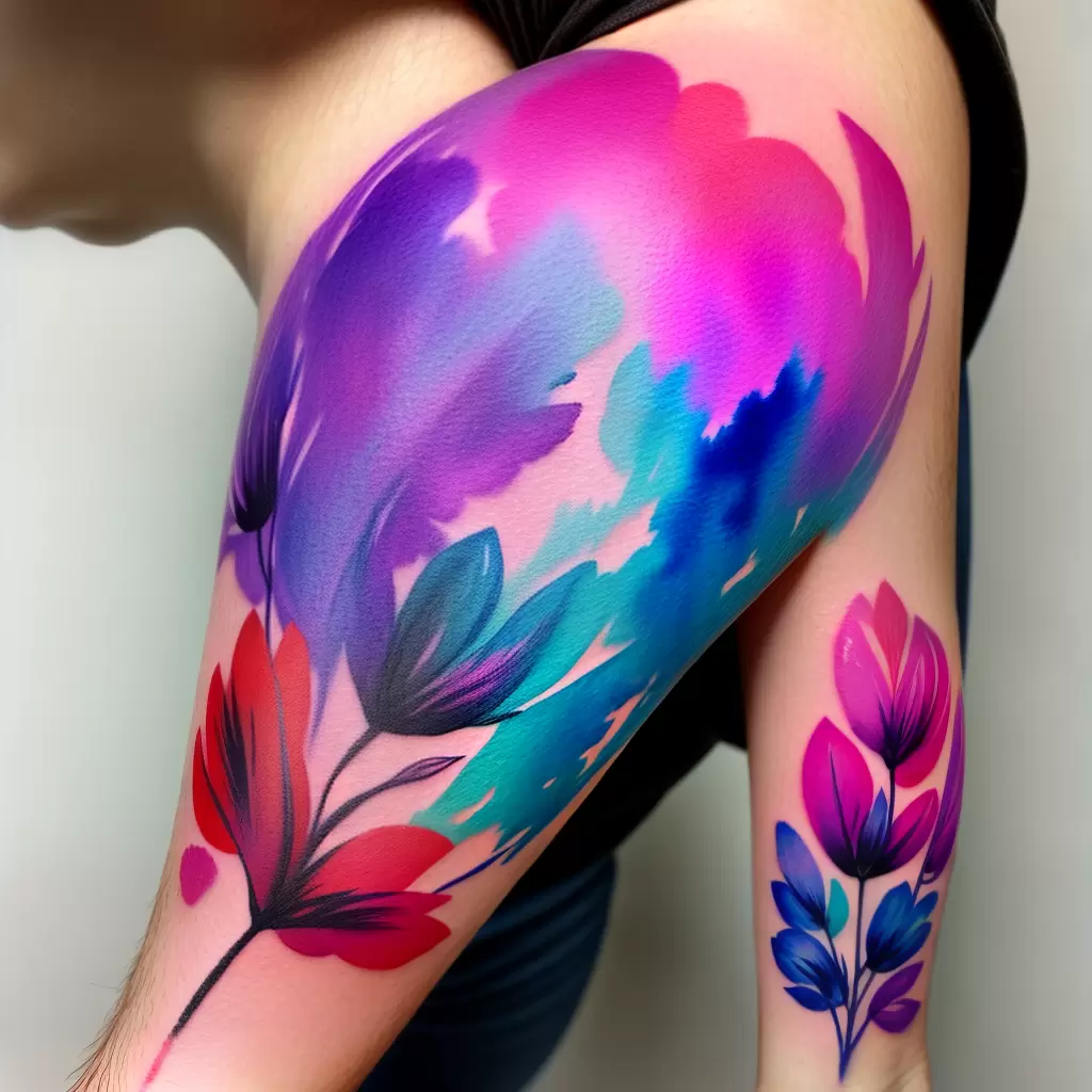 Fotos tatuagem flor aquarela vibrante