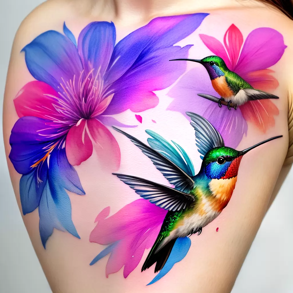 Fotos tatuagem beija flor ramo flores