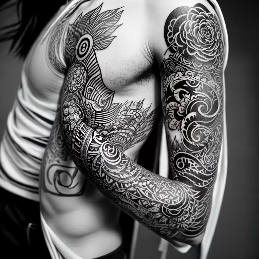 Fotos tatuagem mural preto branco colorido Fotos tatuagem mural preto branco colorido