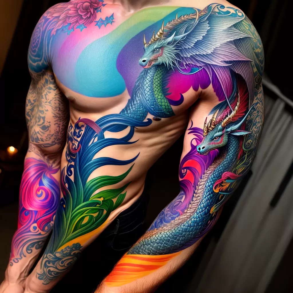 Fotos manga tatuagem dragao unicornio mago Fotos manga tatuagem dragao unicornio mago