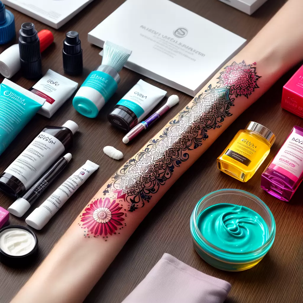 Fotos cuidados pele tatuada produtos