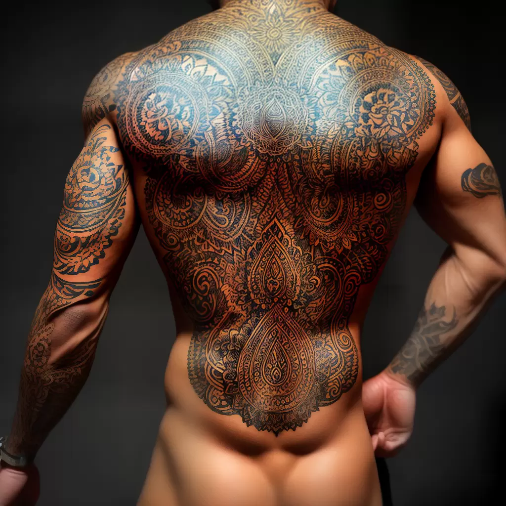 Fotos tatuagem hindu divindades costas coloridas