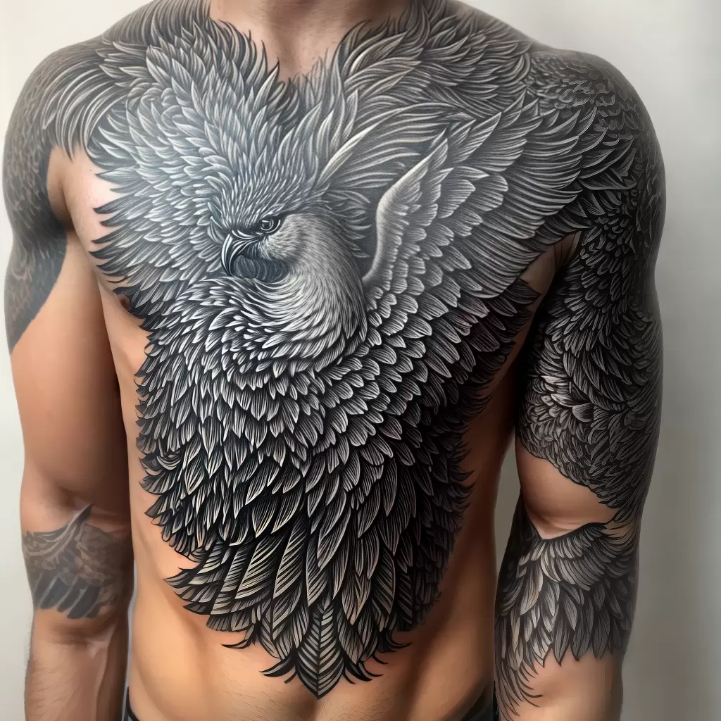Fotos tatuagem preto branco simurgh mitologia persa Fotos tatuagem preto branco simurgh mitologia persa