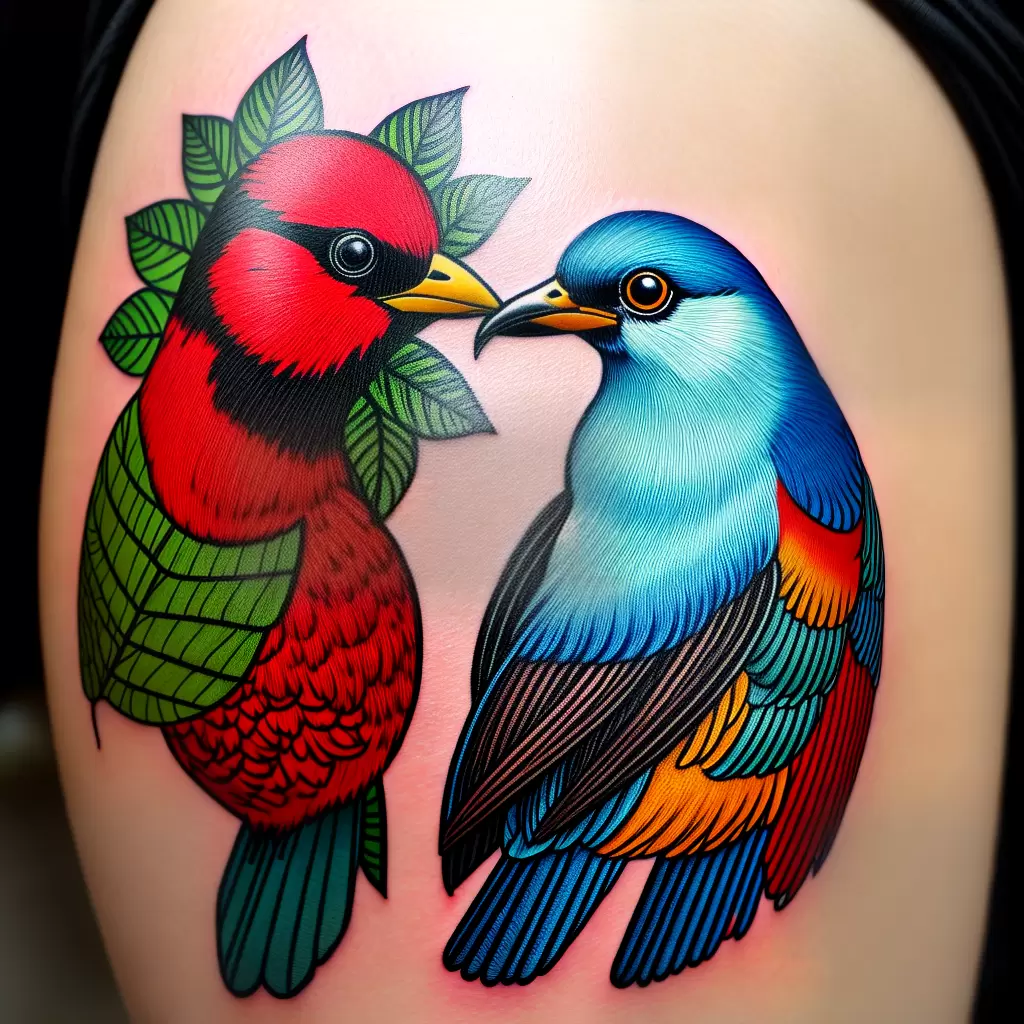 Fotos tatuagem passaro colorido ramo Fotos tatuagem passaro colorido ramo