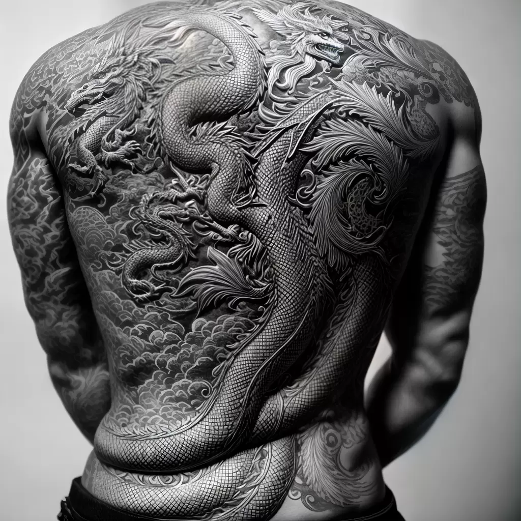 Fotos tatuagem dragao costa flores