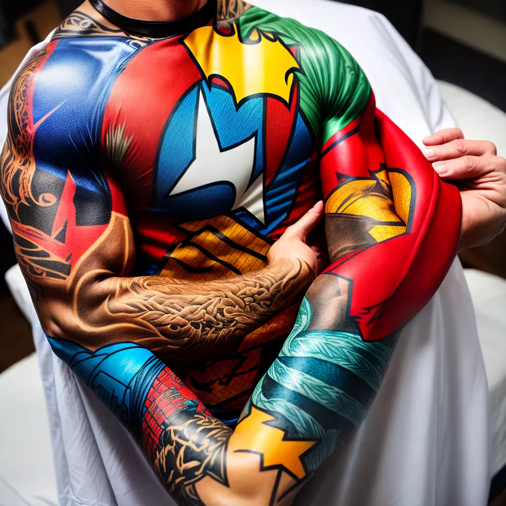 Fotos tatuagem super heroi braco colorido Fotos tatuagem super heroi braco colorido