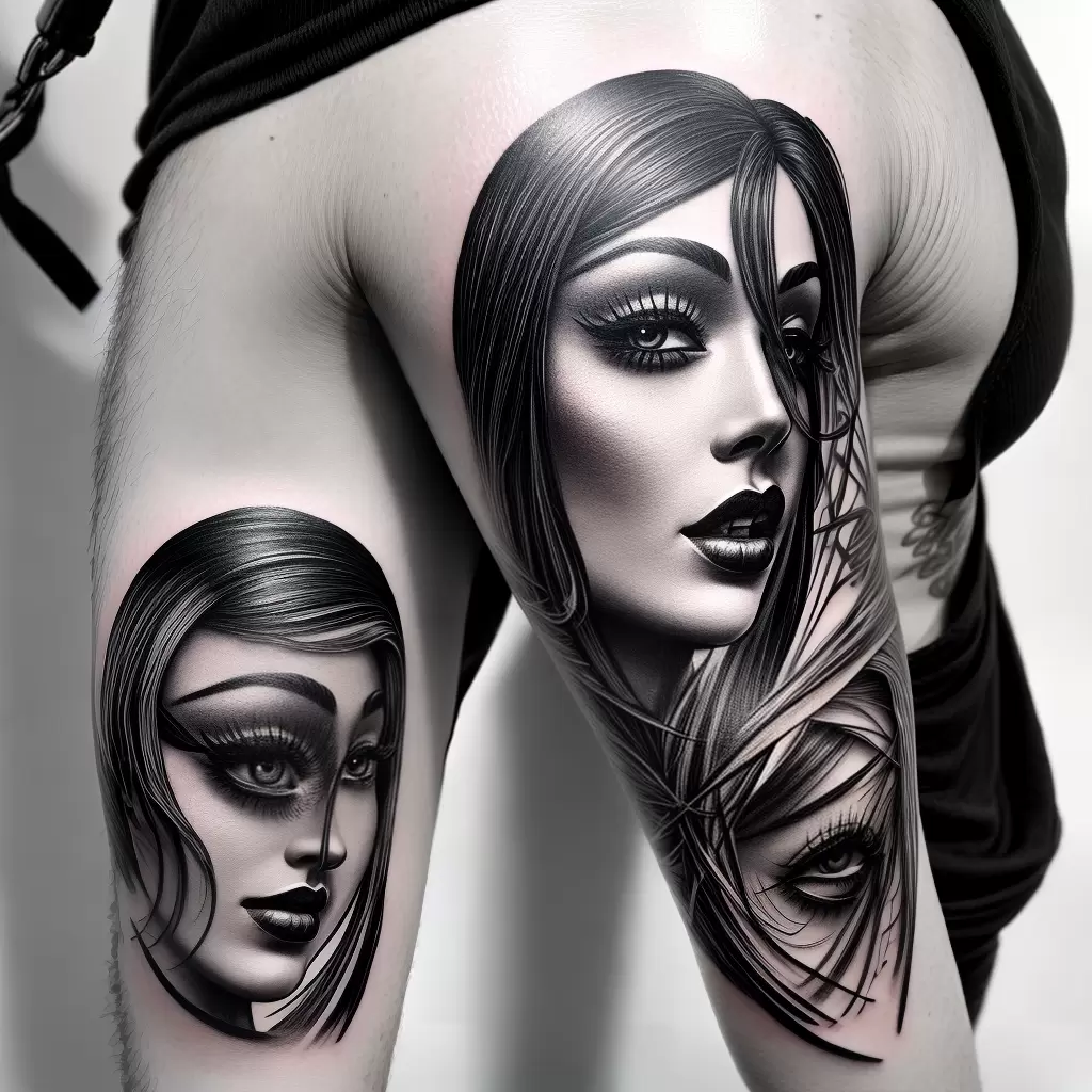 Fotos tatuagem rosto abstrato preto branco