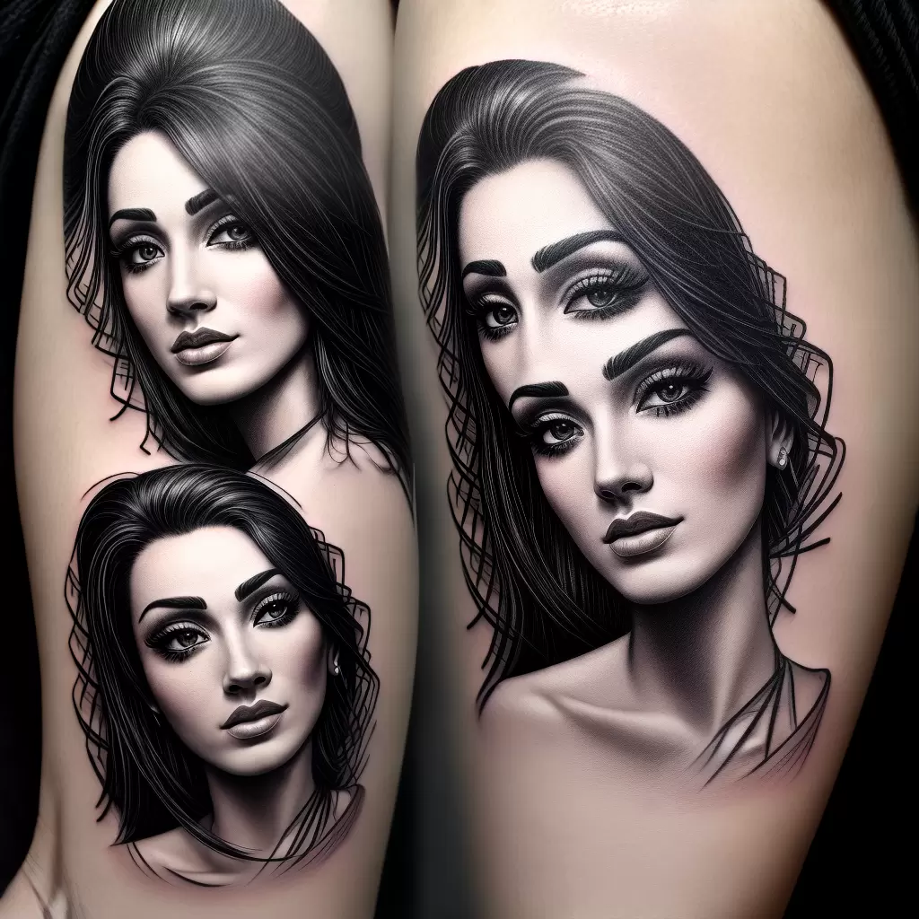 Fotos tatuagem rosto distorcido preto branco