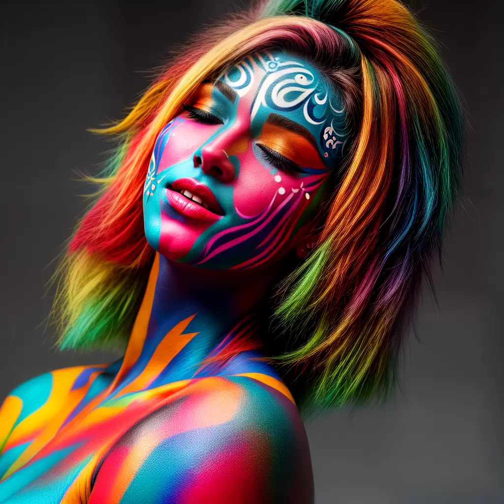 Fotos modelo maquiagem colorida intrincada Fotos modelo maquiagem colorida intrincada