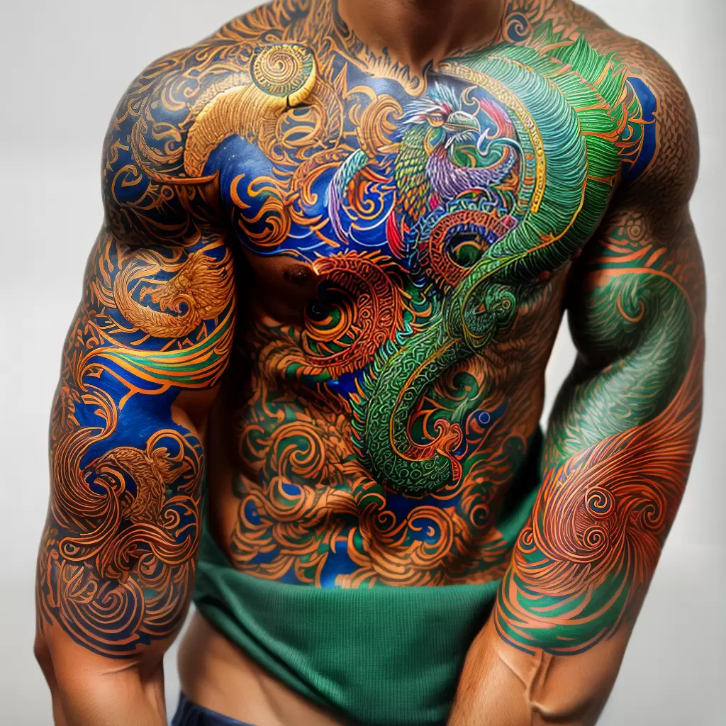 Fotos tatuagem quetzalcoatl serpente colorida