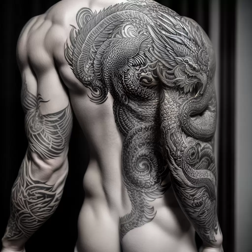 Fotos tatuagem serpente quetzalcoatl preto branco