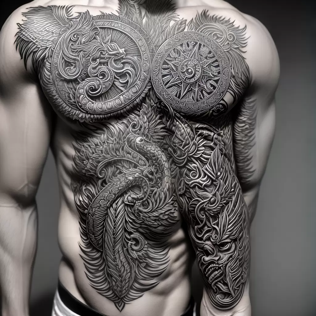 Fotos tatuagem quetzalcoatl braco preto branco